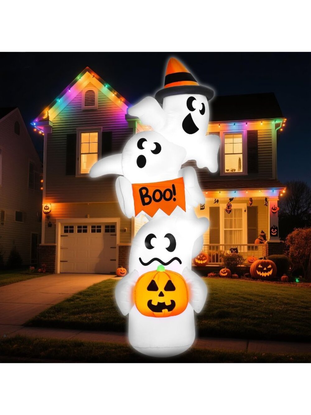 9ft Tall Halloween Inflatable Ghost Outdoor Decorations Giant Overlap Ghost